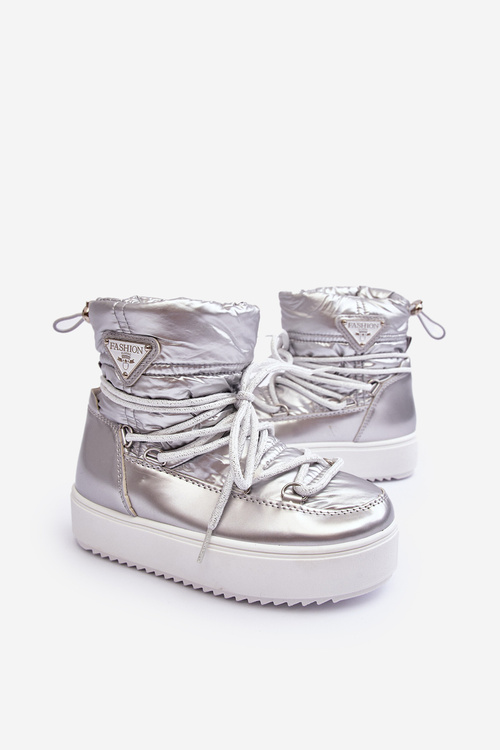 Detské izolované snehové topánky čipky -up Silver Colina