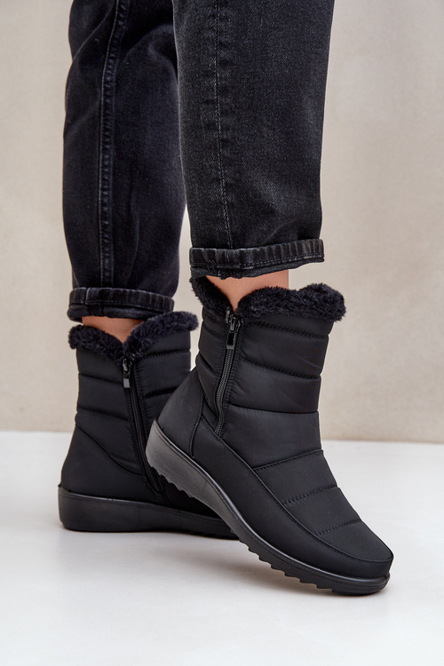 Dámske Snehule Na Zips S Kožušinou Čierne Fiorittia