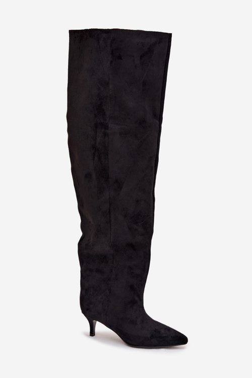 Nazouvací dámské kozačky na jehlovém podpatku černé Ysolienne