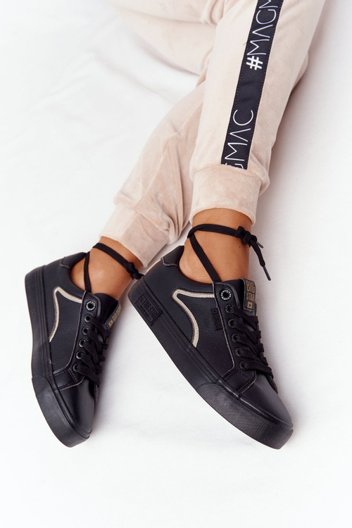 Dámské Kožené Tenisky BIG STAR HH274078 Černé-Zlaté