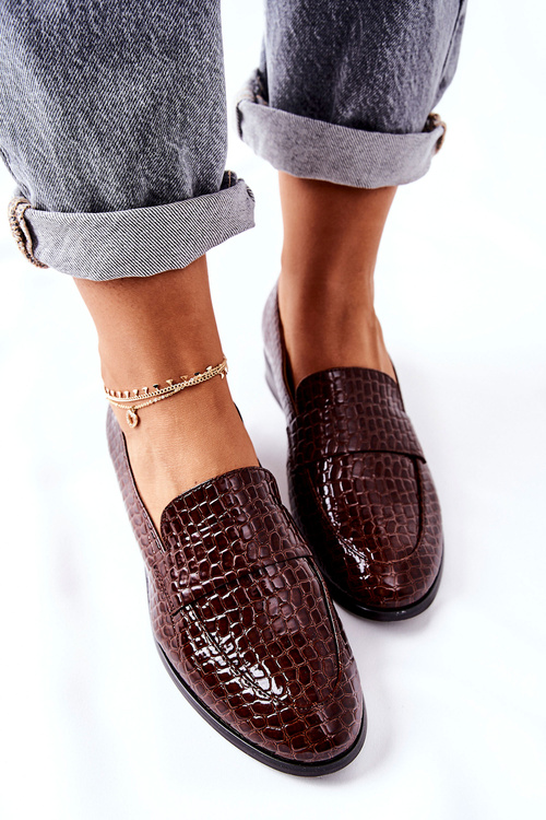 Maľované mokasíny s dizajnom zvierat hnedé lenivé