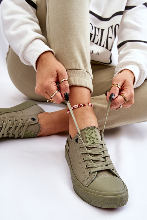 Dámska klasická nízka veľká hviezda LL274028 Zelené tenisky