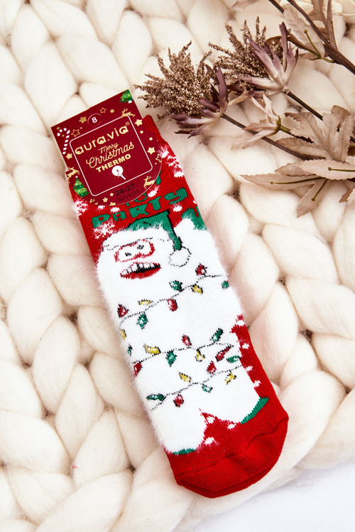 Dětské vánoční bavlněné termoaktivní ponožky Yeti Červene