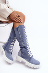 Dámske džínsy izolované topánky s Lacing Blue Cresanta