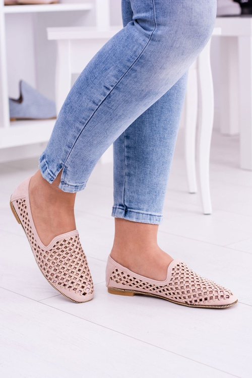 Lu Boo Pink Openwork Balerinas Lords Carmar Studs