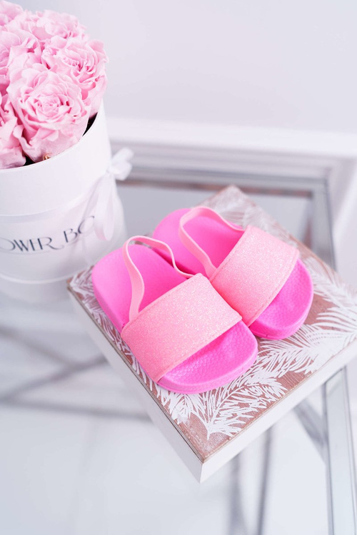 Detské žabky ružové brokátové rimia