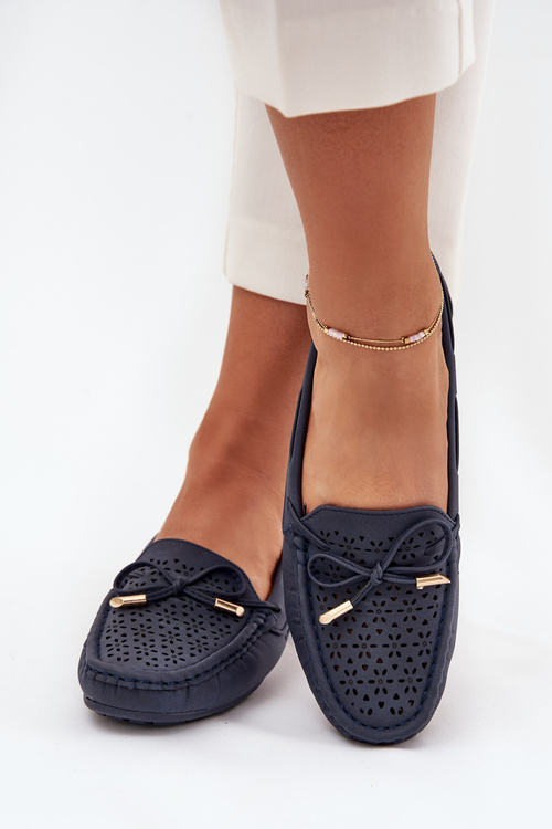 Dámske mokasíny s perforovaným vzorom a šnurovaním v námorníckej modrej Mirisa