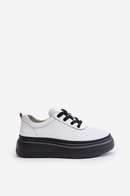 Dámske Športové Topánky Na Platforme Prírodná Koža Biely 41470 Vinceza