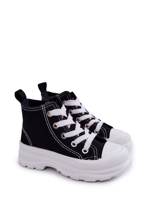 Detské čiernobiele tenisky s vysokým zviazaním