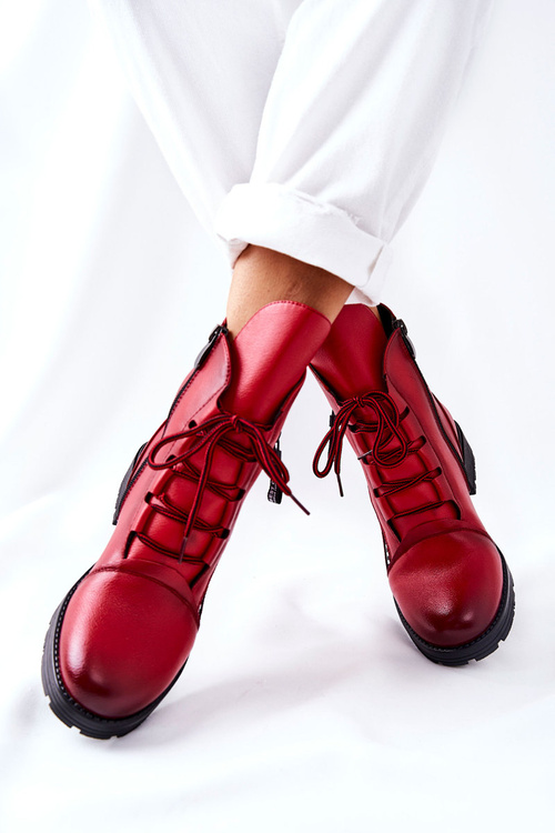 Kožené topánky s dekoratívnou zipsovou červenou Lomissou