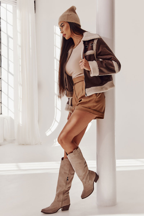 Dámske vysoké podpätky topánky Lewski 3235 cappucino