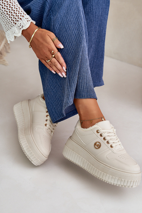 Sneakersy Sportovní Boty Dámské Zateplené Na Masivní Podešvi Béžové Verissha