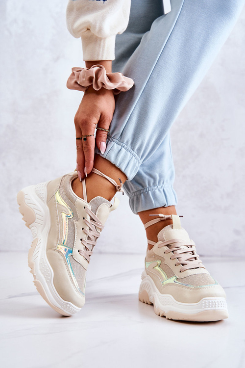 Dámské lesklé tenisky béžové Callisto