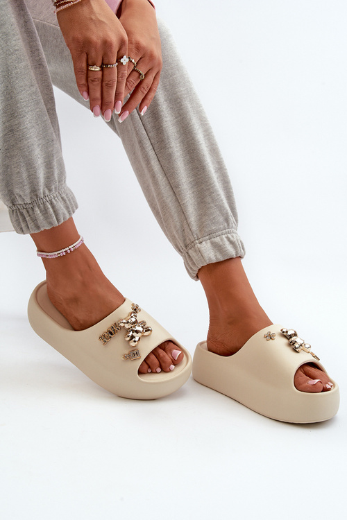 Dámské Lehké Pěnové Žabky S Ozdobami Beige Orchia