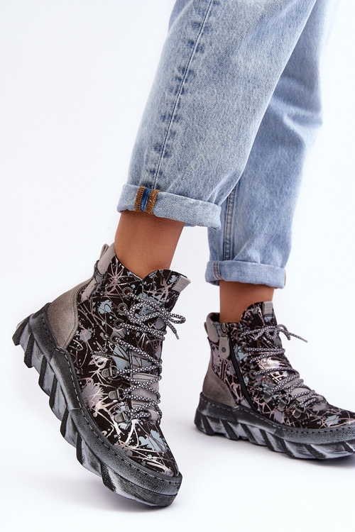 Dámske kožené izolované topánky Maciejka 06146-03 Šedá