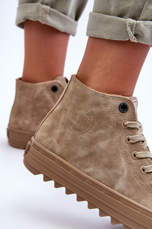 Dámské vysoké zateplené Big Star GG274071 boty Beżowe