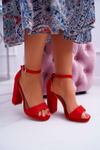Dámské červené semišové sandále na plošině Debora