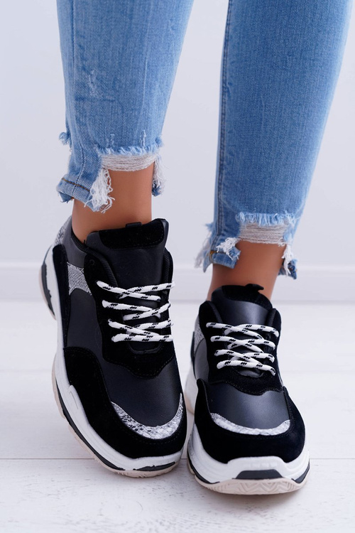 Dámská Sportovní Obuv Tlustou Podrážkou Černé Remember