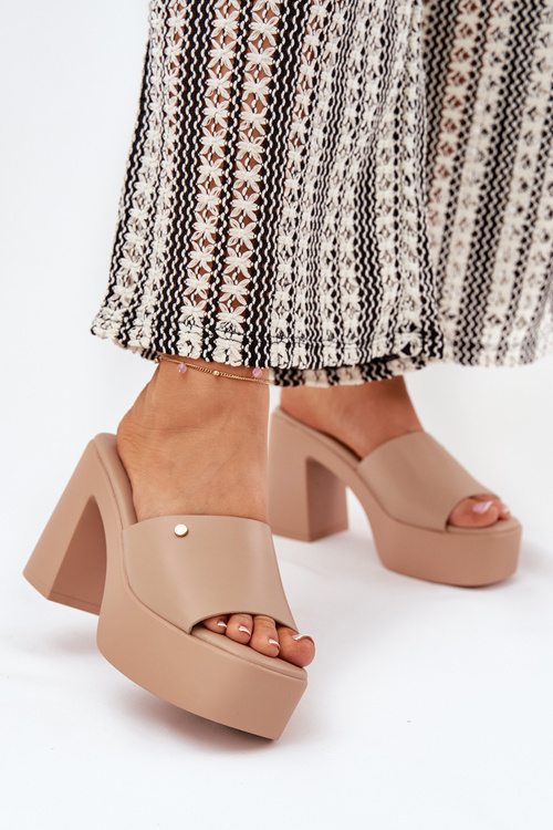 Dámské Sandały Z Eko Kůže Na Podpatku A Platformě Khaki Tamirella