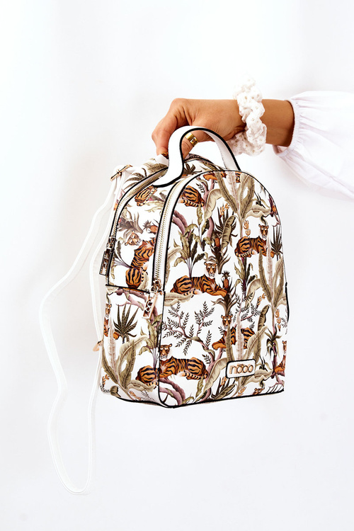 Dámský kožený batoh NOBO M3170-CM00 Bílí tygři