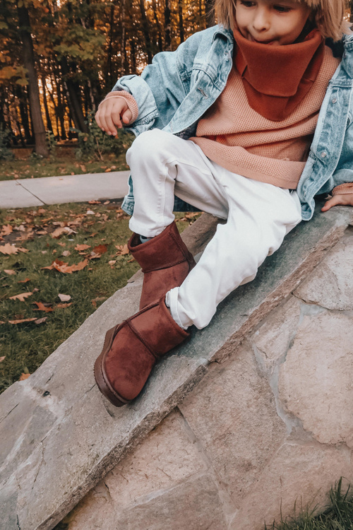 Izolované topánky pre deti snehové topánky hnedé gooby