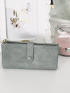 Large Women's Grey Trendy Wallet Gold Zipper