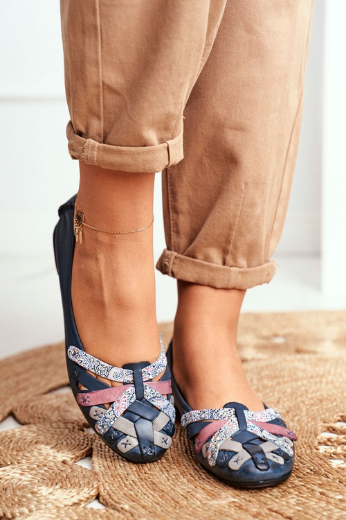 Dámske kožené baleriny Maciejka Navy Blue 01358-27