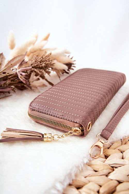 Veľká prešívaná peňaženka s cappucino pásom