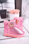 Izolované detské topánky Snehové topánky s ružovým motýľovým kozmickým