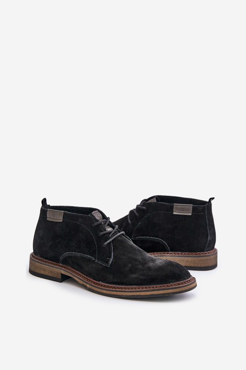 Semišové Pánské Boty Na Šněrování Černé Big Star OO174146