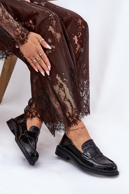 Lakované Kožené Mokasíny Dámské Vinceza 91125 Černé