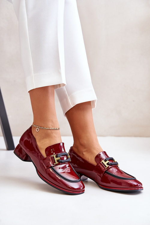 Lakovane Dámské Polobotky Na Klínu Artiker 55C0103 Bordó