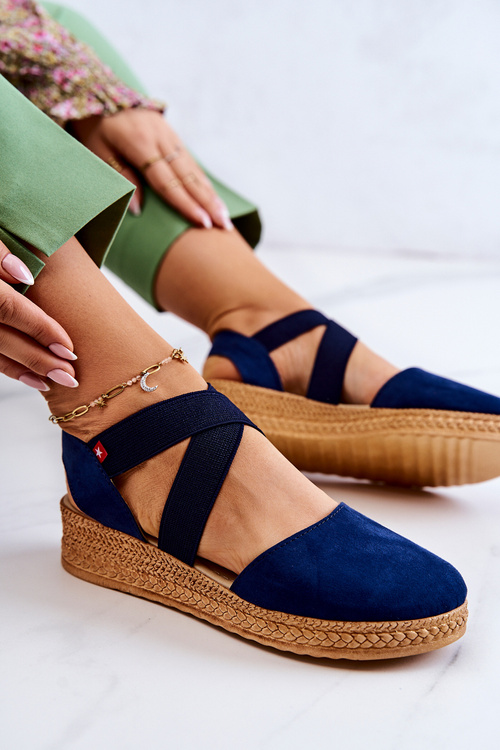 Semišove dámské espadrilky Big Star JJ276037 námořnická modrá