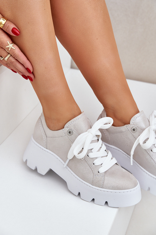 Tenisky Športové Topánky Na Platforme CheBello 4632 Strieborné