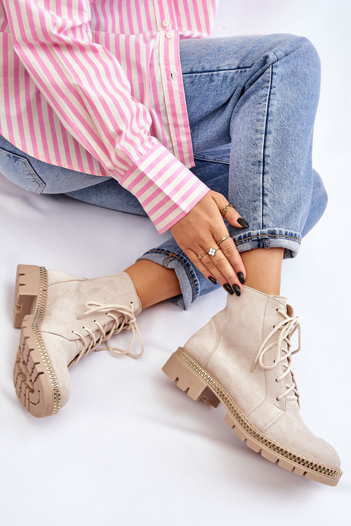 Flat Boots Lewski Shoes 3285 Světle béžová