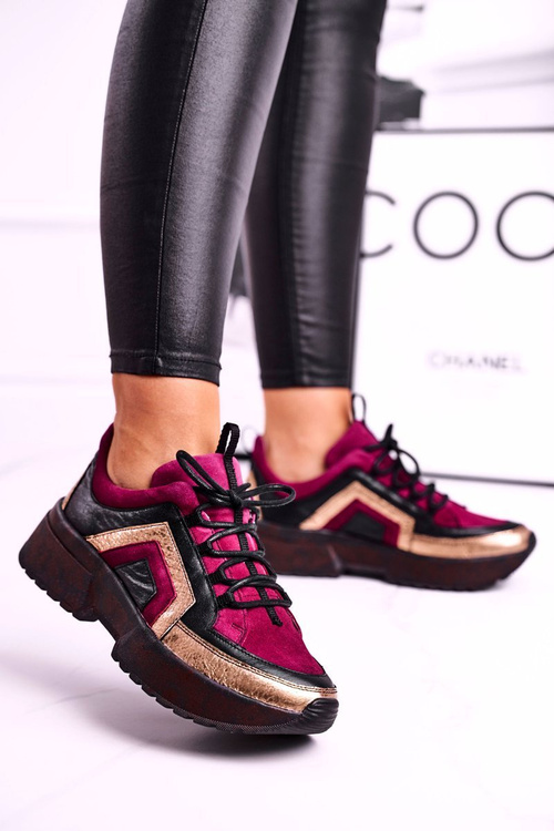 Dámské Boty Sneakersy Kůže Maciejka Burgundy 04731-23