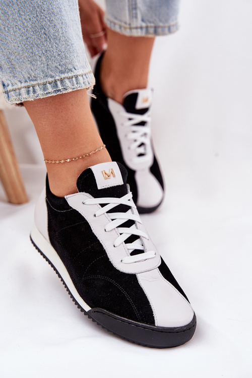 Dámské Kožené Sportovní Boty Laura Messi 2935 Černé