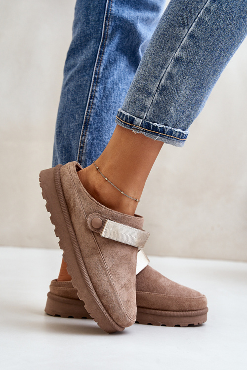 Dámské Teplé Pantofle Na Platformě Hnědé Azida