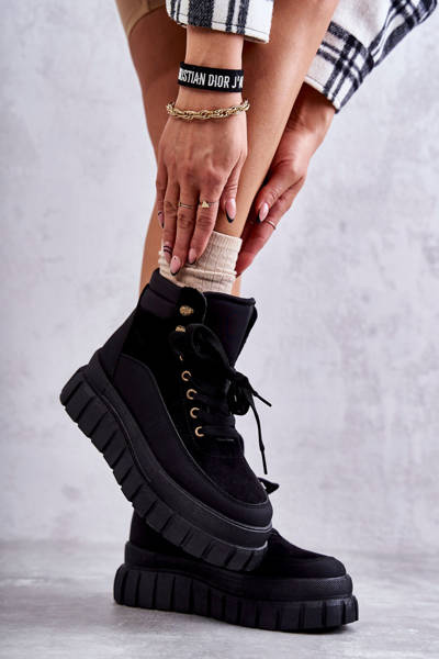 Pohodlné boty na platformě černé Sanchio