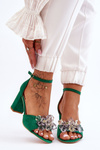 Elegantné sandále so zelenými kryštálmi Cameron