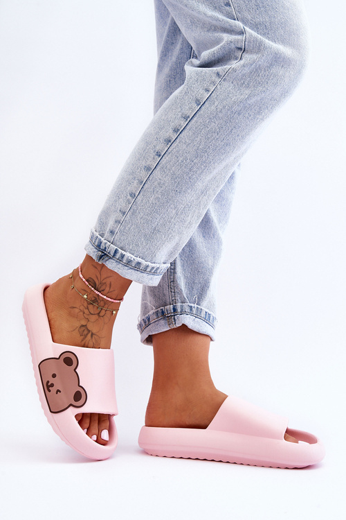 Dámské lehké pěnové pantofle Bear Motiv Růžove Parisso