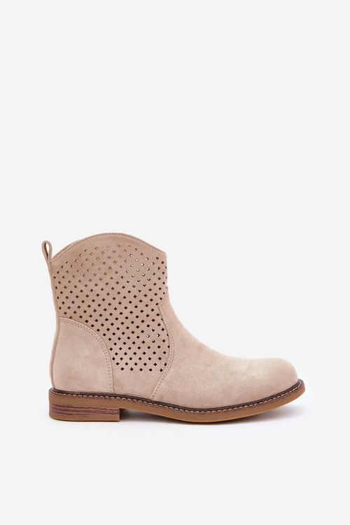 Děrované boty na plochém podpatku světle béžové Zinollia