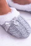 Šedá dámska vrcholy Domáce flip -flops s kožušinou dezy