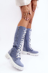 Dámske džínsy izolované topánky s Lacing Blue Cresanta