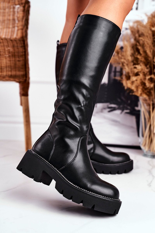 Dámské Kozačky Teplé Černé Ambicious