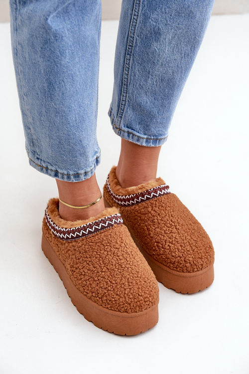 Snežnice Papuče Na Platforme S Ovčou Kožušinou Camel Ovirissa