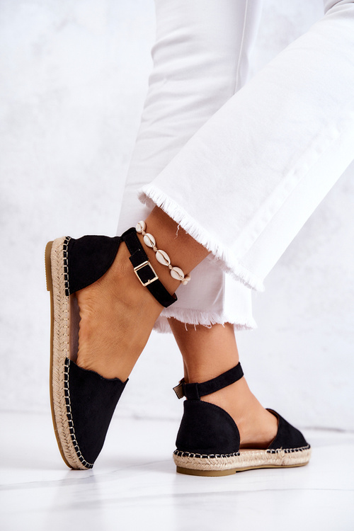 Dámske espadrilly pre Black Bonetti Buckle