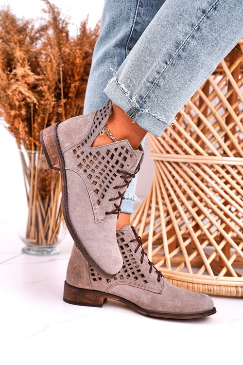 Dámske otvorené dielne semišové topánky Cappuccino Susannah