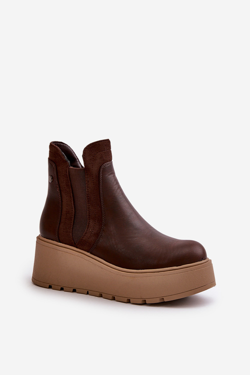 Dámske Zateplené Botky Na Platforme A Klíne Hnedé Mivanira