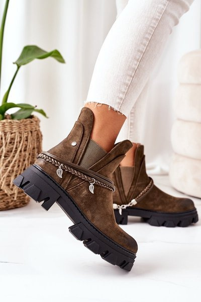 Teplé Boty Pérka Tmavě Zelené Good Idea